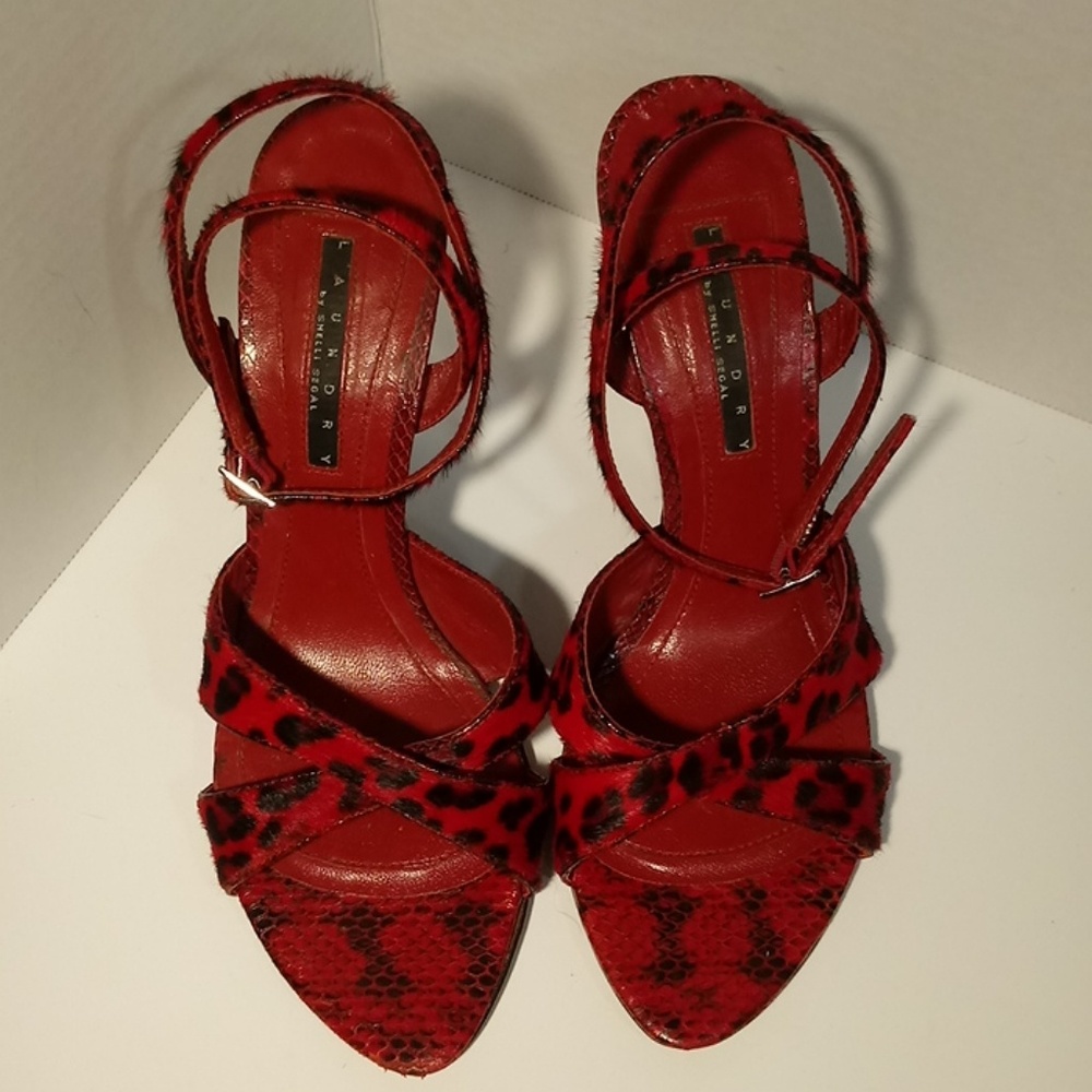 Laundry Red Leapord Wedge Heels
